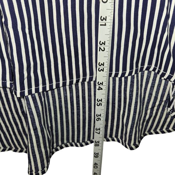 Arna York Collection 18/20 Navy Blue White Striped Button Front Tunic Top Flowy - Picture 6 of 10